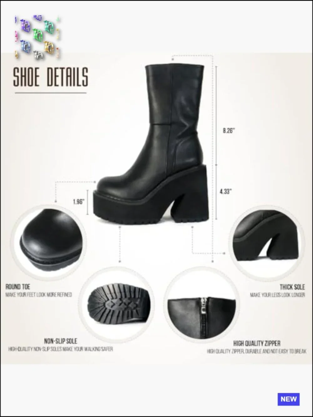 Chunky Heel Platform Ankle Boots Fashion Work Combat Punk Booties Lace Up Side